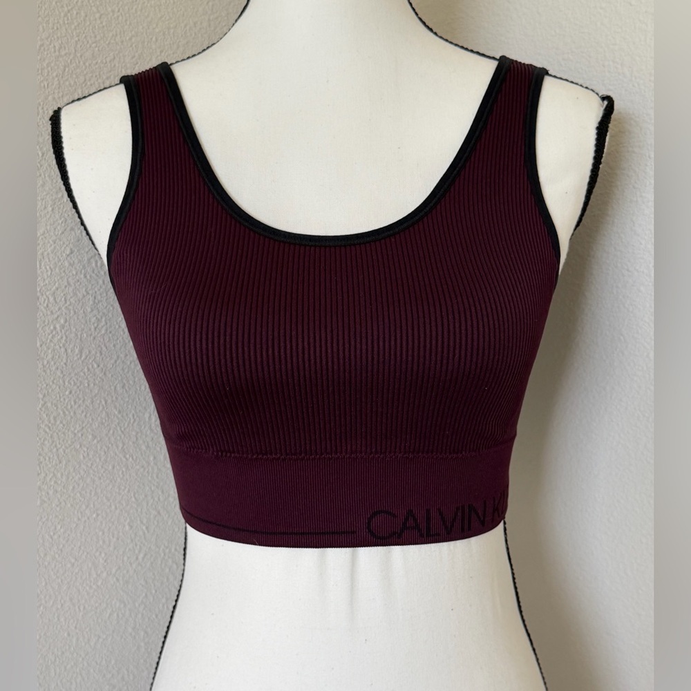 Calvin Klein Deep Burgundy Ribbed Sports Bra